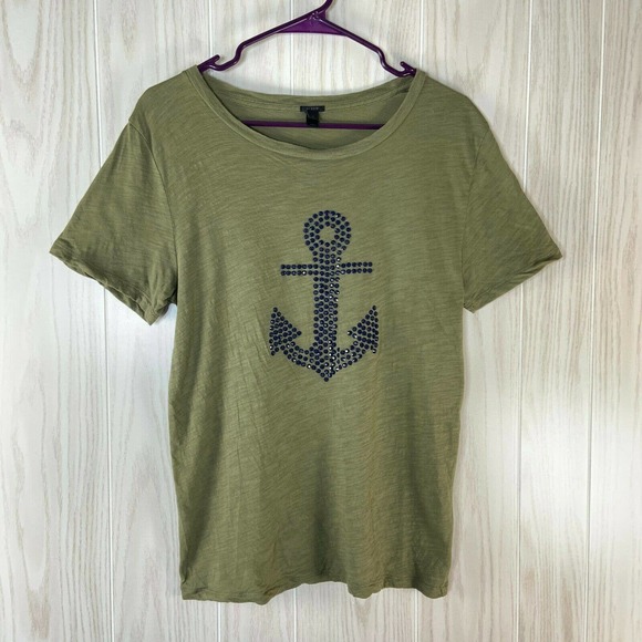 J.CREW Tops - J Crew Rhinestone Embellished T-Shirt Anchor L